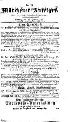 Münchener Anzeiger (Münchner neueste Nachrichten) Samstag 26. Januar 1867