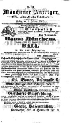 Münchener Anzeiger (Münchner neueste Nachrichten) Freitag 1. Februar 1867