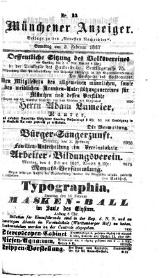 Münchener Anzeiger (Münchner neueste Nachrichten) Samstag 2. Februar 1867