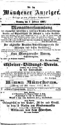 Münchener Anzeiger (Münchner neueste Nachrichten) Sonntag 3. Februar 1867