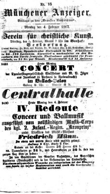 Münchener Anzeiger (Münchner neueste Nachrichten) Montag 4. Februar 1867