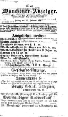 Münchener Anzeiger (Münchner neueste Nachrichten) Freitag 15. Februar 1867