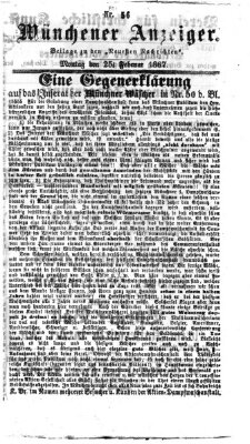 Münchener Anzeiger (Münchner neueste Nachrichten) Montag 25. Februar 1867