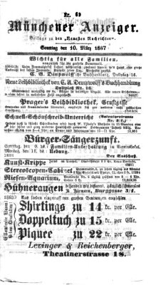 Münchener Anzeiger (Münchner neueste Nachrichten) Sonntag 10. März 1867