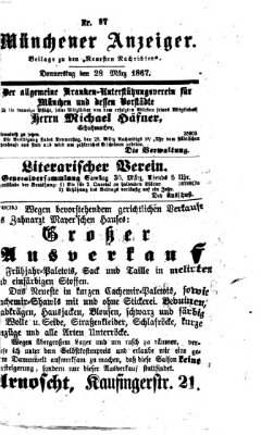 Münchener Anzeiger (Münchner neueste Nachrichten) Donnerstag 28. März 1867