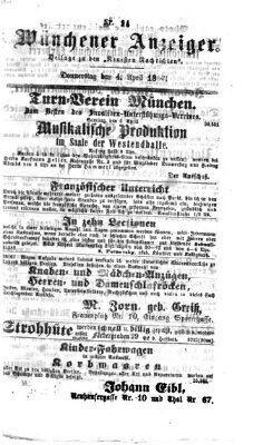 Münchener Anzeiger (Münchner neueste Nachrichten) Donnerstag 4. April 1867