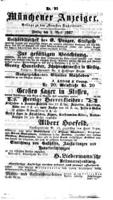 Münchener Anzeiger (Münchner neueste Nachrichten) Freitag 5. April 1867