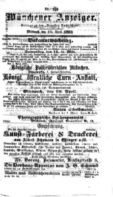 Münchener Anzeiger (Münchner neueste Nachrichten) Mittwoch 10. April 1867