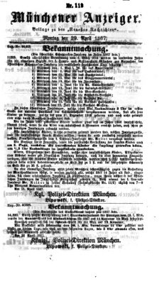 Münchener Anzeiger (Münchner neueste Nachrichten) Montag 29. April 1867