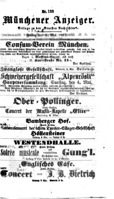 Münchener Anzeiger (Münchner neueste Nachrichten) Freitag 3. Mai 1867