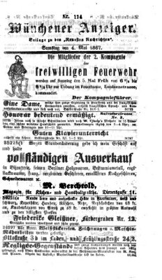 Münchener Anzeiger (Münchner neueste Nachrichten) Samstag 4. Mai 1867