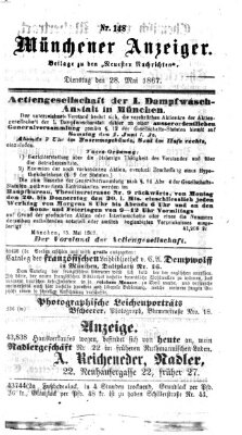 Münchener Anzeiger (Münchner neueste Nachrichten) Dienstag 28. Mai 1867