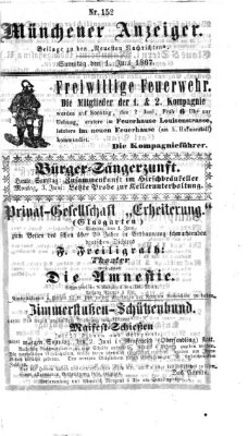 Münchener Anzeiger (Münchner neueste Nachrichten) Samstag 1. Juni 1867