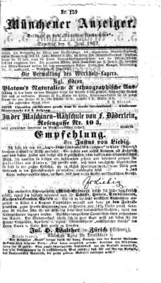 Münchener Anzeiger (Münchner neueste Nachrichten) Samstag 8. Juni 1867