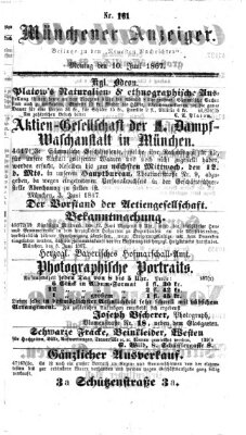 Münchener Anzeiger (Münchner neueste Nachrichten) Montag 10. Juni 1867