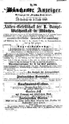 Münchener Anzeiger (Münchner neueste Nachrichten) Donnerstag 13. Juni 1867