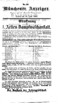 Münchener Anzeiger (Münchner neueste Nachrichten) Freitag 14. Juni 1867