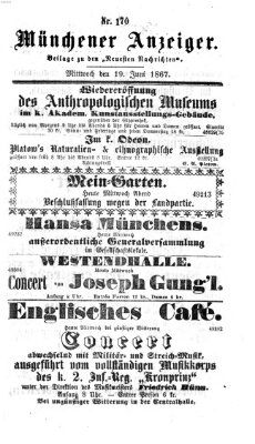 Münchener Anzeiger (Münchner neueste Nachrichten) Mittwoch 19. Juni 1867