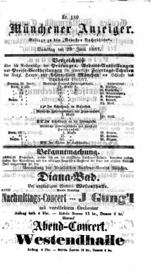 Münchener Anzeiger (Münchner neueste Nachrichten) Samstag 29. Juni 1867