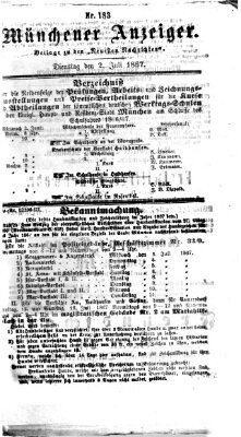 Münchener Anzeiger (Münchner neueste Nachrichten) Dienstag 2. Juli 1867