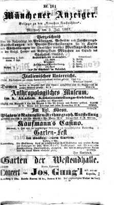 Münchener Anzeiger (Münchner neueste Nachrichten) Mittwoch 3. Juli 1867