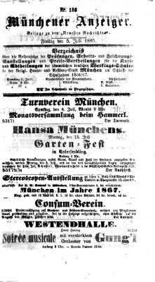 Münchener Anzeiger (Münchner neueste Nachrichten) Freitag 5. Juli 1867