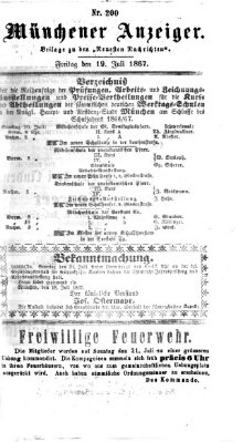 Münchener Anzeiger (Münchner neueste Nachrichten) Freitag 19. Juli 1867