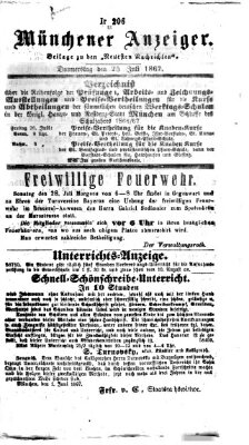 Münchener Anzeiger (Münchner neueste Nachrichten) Donnerstag 25. Juli 1867