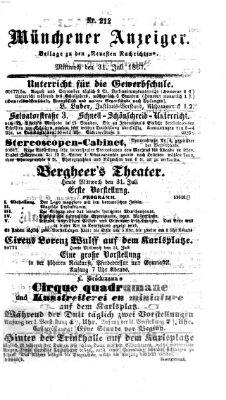 Münchener Anzeiger (Münchner neueste Nachrichten) Mittwoch 31. Juli 1867