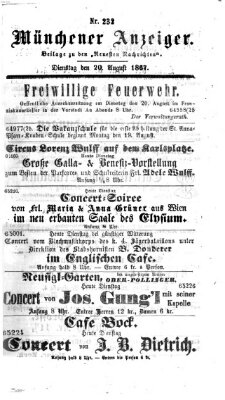 Münchener Anzeiger (Münchner neueste Nachrichten) Dienstag 20. August 1867