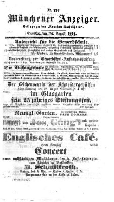 Münchener Anzeiger (Münchner neueste Nachrichten) Samstag 24. August 1867