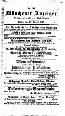 Münchener Anzeiger (Münchner neueste Nachrichten) Montag 26. August 1867