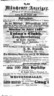 Münchener Anzeiger (Münchner neueste Nachrichten) Freitag 30. August 1867