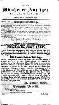 Münchener Anzeiger (Münchner neueste Nachrichten) Freitag 6. September 1867