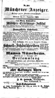 Münchener Anzeiger (Münchner neueste Nachrichten) Mittwoch 11. September 1867