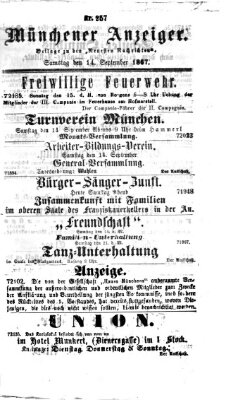 Münchener Anzeiger (Münchner neueste Nachrichten) Samstag 14. September 1867