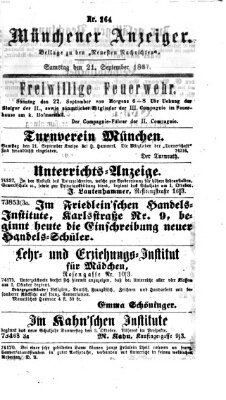 Münchener Anzeiger (Münchner neueste Nachrichten) Samstag 21. September 1867