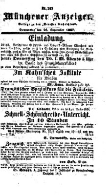 Münchener Anzeiger (Münchner neueste Nachrichten) Donnerstag 26. September 1867