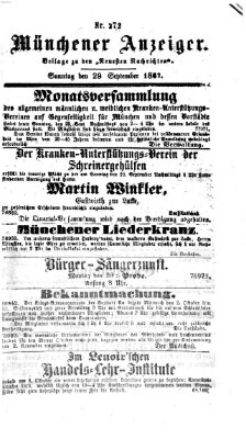 Münchener Anzeiger (Münchner neueste Nachrichten) Sonntag 29. September 1867