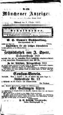 Münchener Anzeiger (Münchner neueste Nachrichten) Mittwoch 2. Oktober 1867