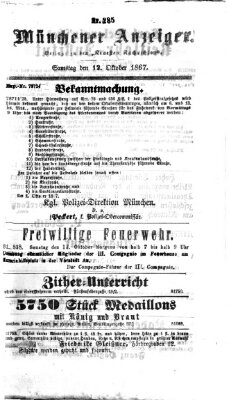 Münchener Anzeiger (Münchner neueste Nachrichten) Samstag 12. Oktober 1867