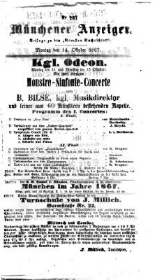 Münchener Anzeiger (Münchner neueste Nachrichten) Montag 14. Oktober 1867