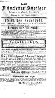 Münchener Anzeiger (Münchner neueste Nachrichten) Dienstag 15. Oktober 1867