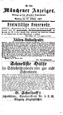 Münchener Anzeiger (Münchner neueste Nachrichten) Sonntag 27. Oktober 1867