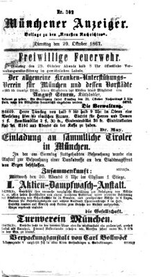 Münchener Anzeiger (Münchner neueste Nachrichten) Dienstag 29. Oktober 1867