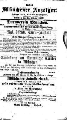 Münchener Anzeiger (Münchner neueste Nachrichten) Mittwoch 30. Oktober 1867