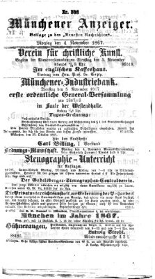 Münchener Anzeiger (Münchner neueste Nachrichten) Montag 4. November 1867