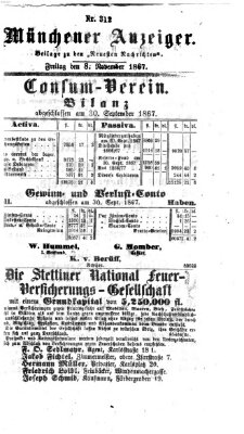 Münchener Anzeiger (Münchner neueste Nachrichten) Freitag 8. November 1867