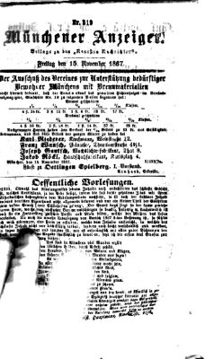 Münchener Anzeiger (Münchner neueste Nachrichten) Freitag 15. November 1867