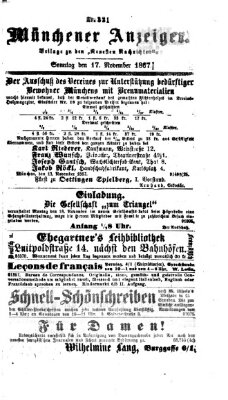 Münchener Anzeiger (Münchner neueste Nachrichten) Sonntag 17. November 1867